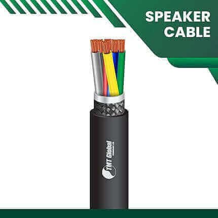 a close-up of a speaker cable