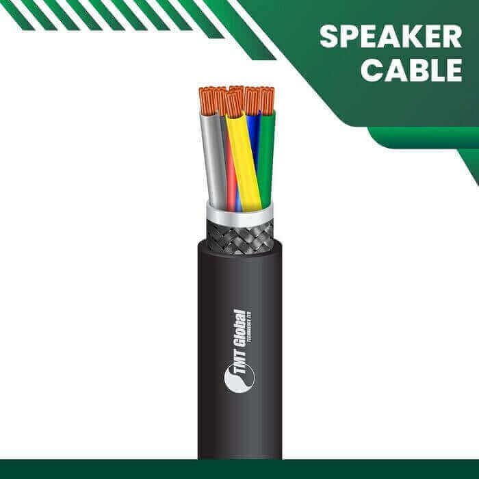 a close-up of a speaker cable