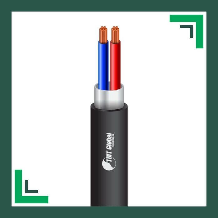 2 core Alarm cable braid PE shielded outdoor 16 to 24 awg 305m