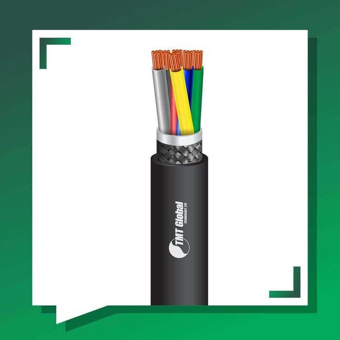 6 core control cable braid PE shielded outdoor 10 to 24 awg