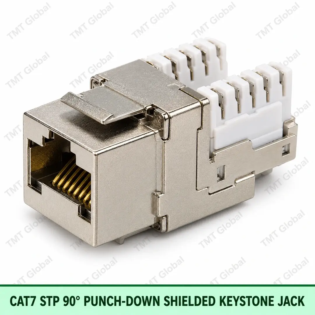 Cat7 STP 90deg Punchdown Shielded Keystone Jack by TMT Global Cat7 STP 90deg Punchdown Shielded Keystone Jack by TMT Global