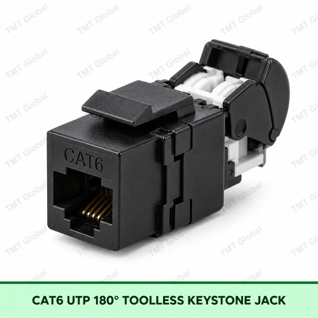 Cat6 UTP 180deg Toolless Keystone Jack by TMT Global Cat6 UTP 180deg Toolless Keystone Jack by TMT Global