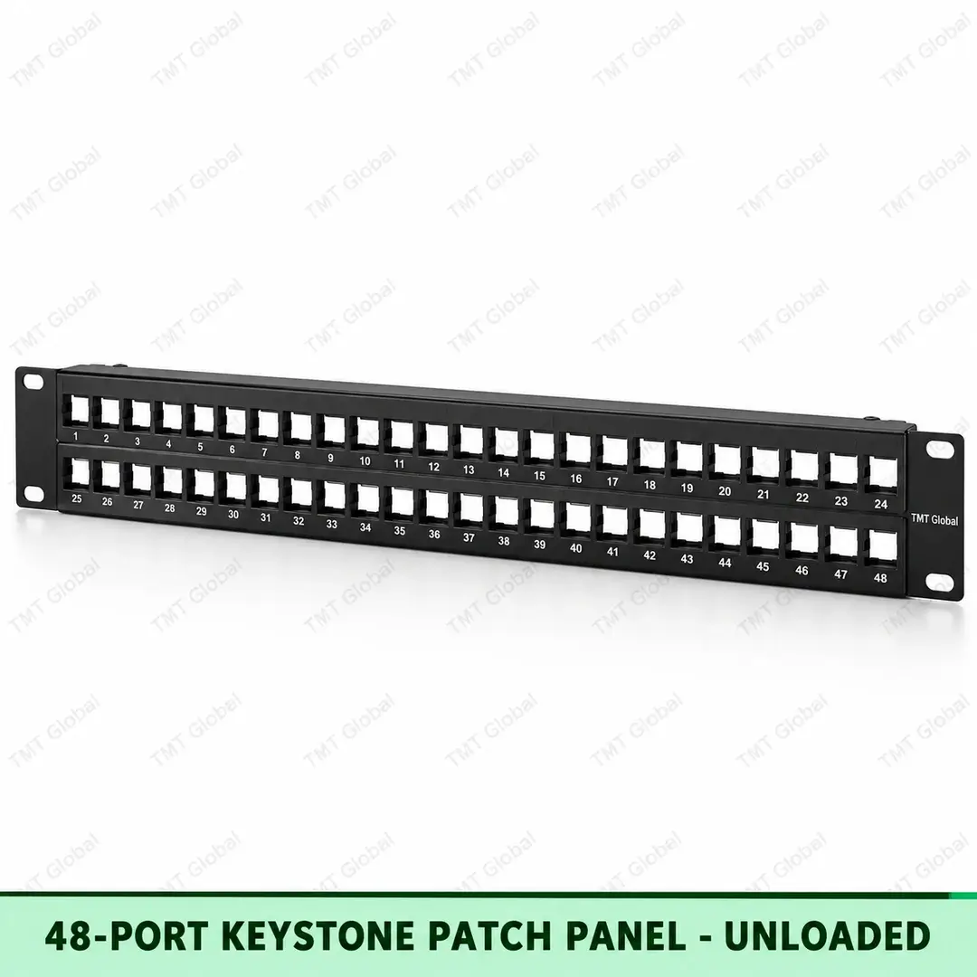 Universal 48-Port Keystone Patch Panel | Unloaded by TMT Global Universal 48-Port Keystone Patch Panel | Unloaded by TMT Global