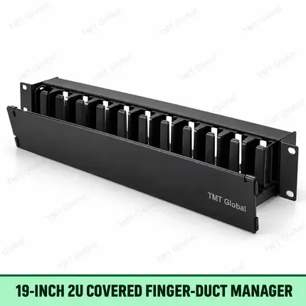 19-inch 2U covered finger duct cable manager by TMT Global