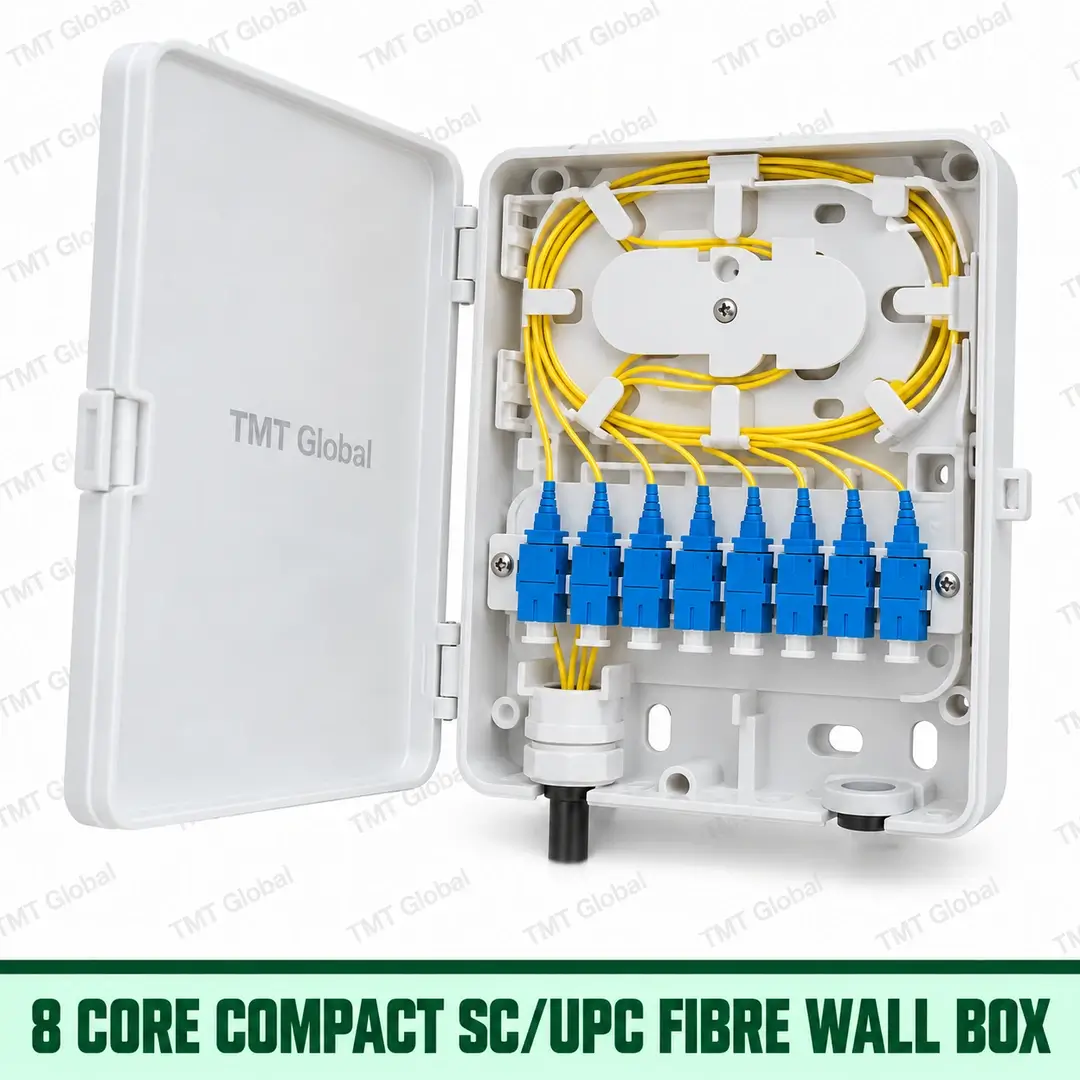 8-core compact indoor SC/UPC fibre wall box, TMT Global 8-core compact indoor SC/UPC fibre wall box, TMT Global