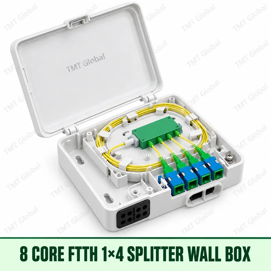 8-core FTTH 1x4 splitter wall box, TMT Global 8-core FTTH 1x4 splitter wall box, TMT Global