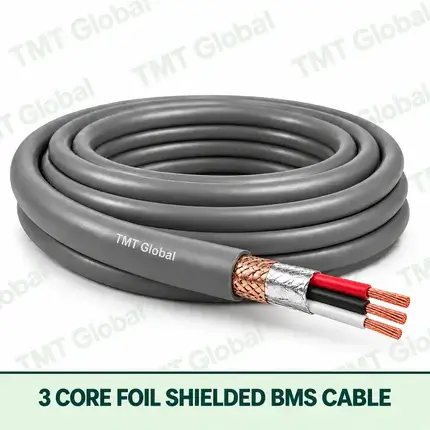 TMT Global 3 Core Foil Shielded BMS Cable product cable with 3 clearly visible conductors; foil shielded.