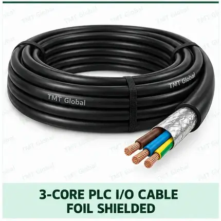 TMT Global 3 core foil shielded PLC I/O cable, with 3 visible copper conductors.