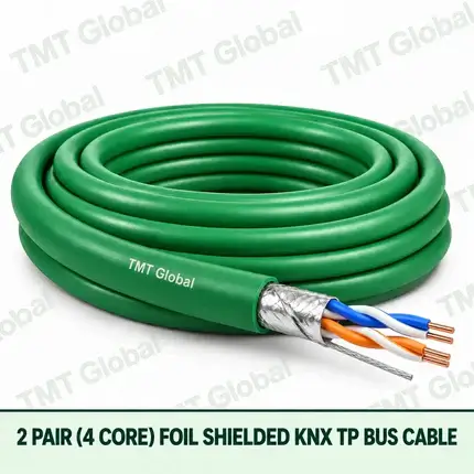 TMT Global 2 pair 4 core foil shielded KNX TP bus cable with drain wire.