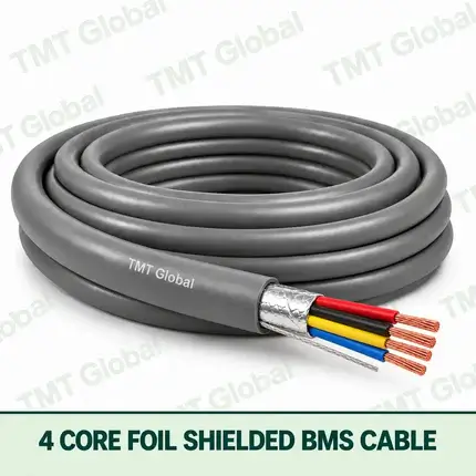 TMT Global 4 Core Foil Shielded BMS Cable product cable with 4 clearly visible conductors; foil shielded.