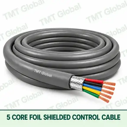 TMT Global 5 core Foil Shielded Control Cable, with 5 visible copper conductors; foil shielded.