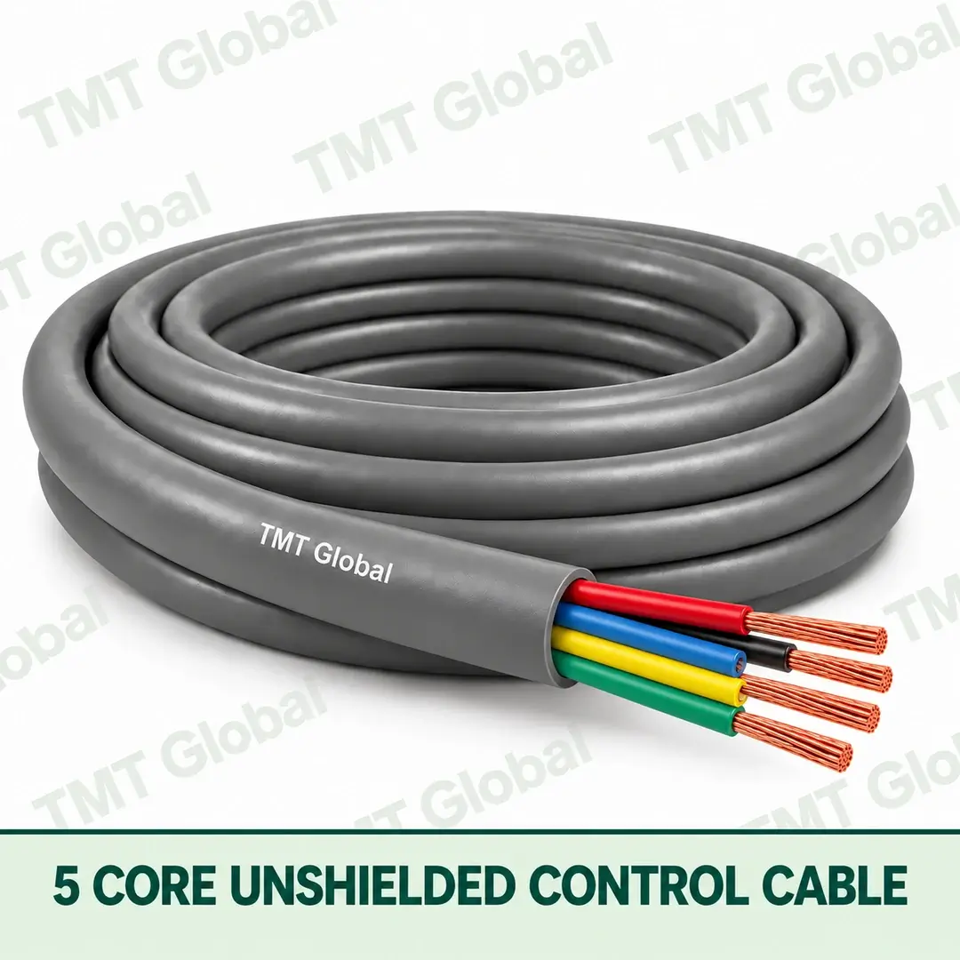 TMT Global 5 core Unshielded Control Cable, with 5 visible copper conductors; unshielded. TMT Global 5 core Unshielded Control Cable, with 5 visible copper conductors; unshielded.