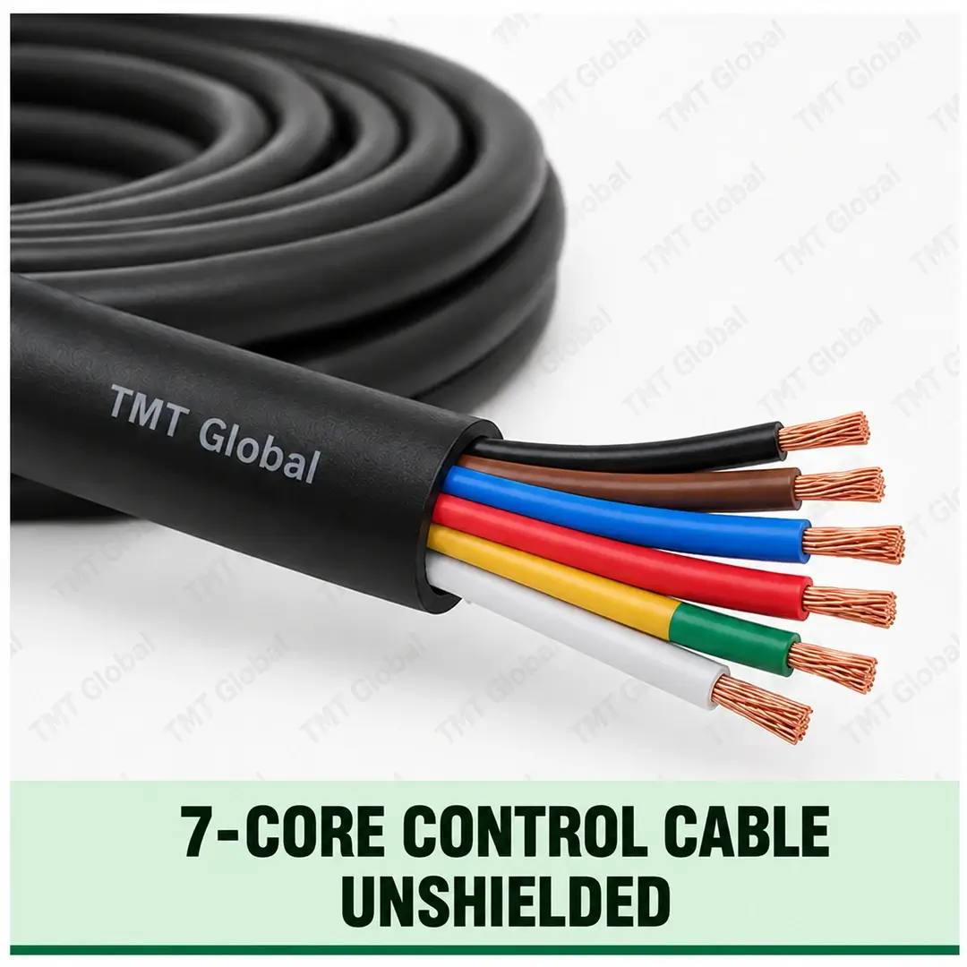 TMT Global 7 core Unshielded Control Cable, with 7 visible copper conductors; unshielded. TMT Global 7 core Unshielded Control Cable, with 7 visible copper conductors; unshielded.