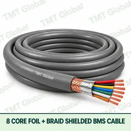 TMT Global 8 Core Foil And Braid Shielded BMS Cable product cable with 8 clearly visible conductors; foil and braid shielded.