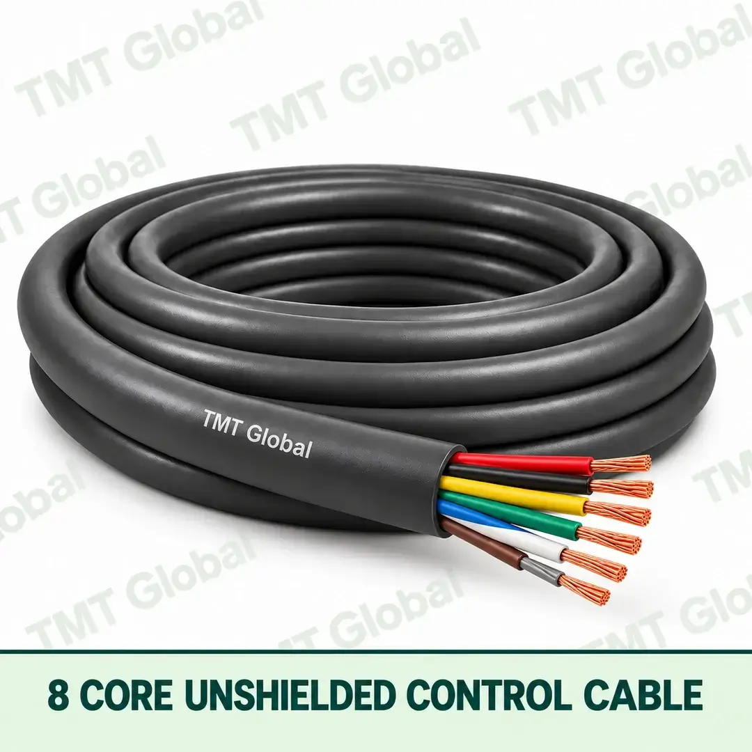 TMT Global 8 core Unshielded Control Cable, with 8 visible copper conductors; unshielded. TMT Global 8 core Unshielded Control Cable, with 8 visible copper conductors; unshielded.