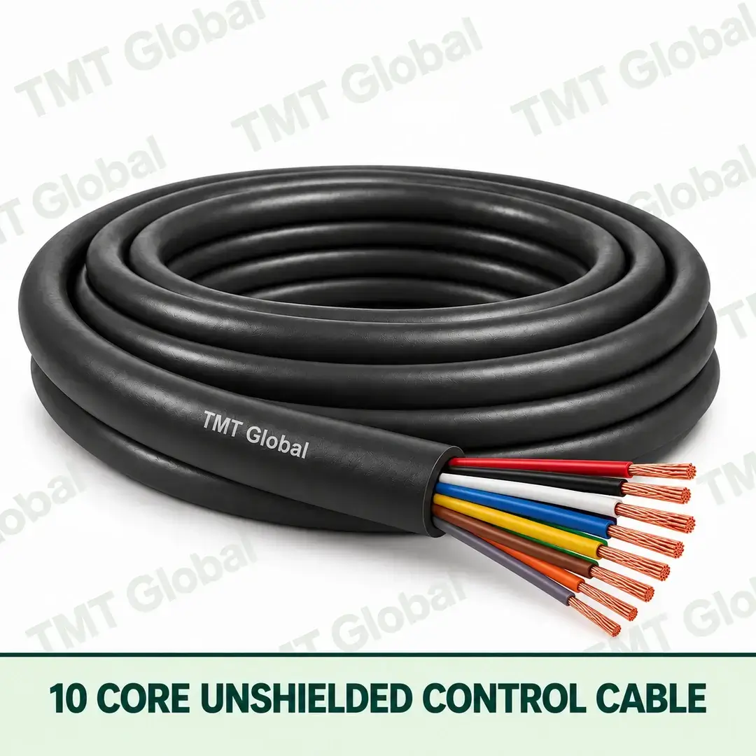 TMT Global 10 core Unshielded Control Cable, with 10 visible copper conductors; unshielded. TMT Global 10 core Unshielded Control Cable, with 10 visible copper conductors; unshielded.