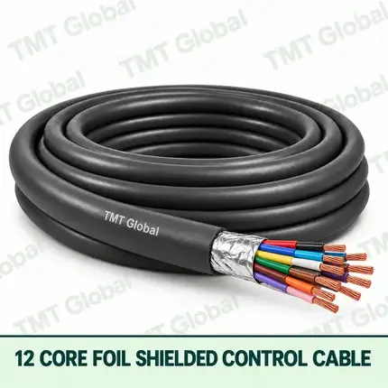 TMT Global 12 core Foil Shielded Control Cable, with 12 visible copper conductors; foil shielded.