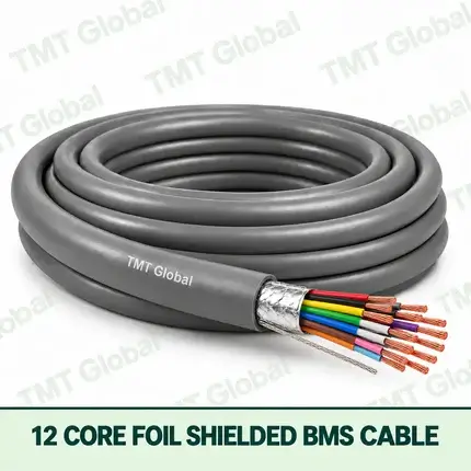 TMT Global 12 Core Foil Shielded BMS Cable product cable with 12 clearly visible conductors; foil shielded.