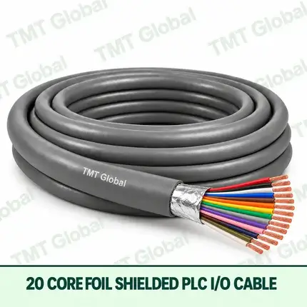 TMT Global 20 core foil shielded PLC I/O cable, with 20 visible copper conductors.