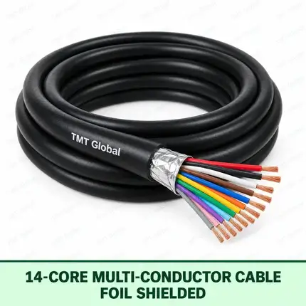 TMT Global 14 core foil shielded multi-conductor cable, with 14 individually insulated copper conductors.