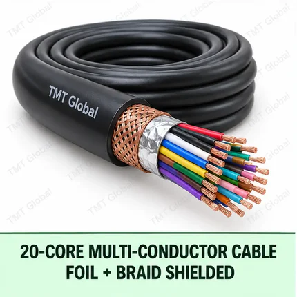 TMT Global 20 core foil + braid shielded multi-conductor cable, with 20 individually insulated copper conductors.