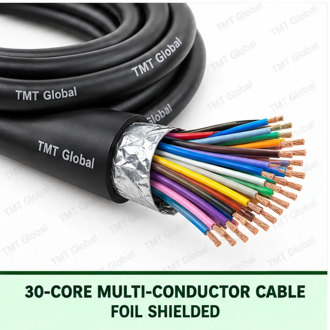 TMT Global 30 core foil shielded multi-conductor cable, with 30 individually insulated copper conductors. TMT Global 30 core foil shielded multi-conductor cable, with 30 individually insulated copper conductors.