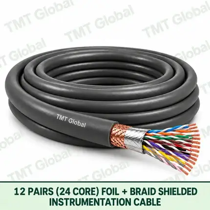 TMT Global 12 pair 24 core foil and braid shielded instrumentation cable, with twisted pairs visible