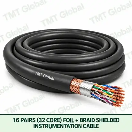 TMT Global 16 pair 32 core foil and braid shielded instrumentation cable, with twisted pairs visible