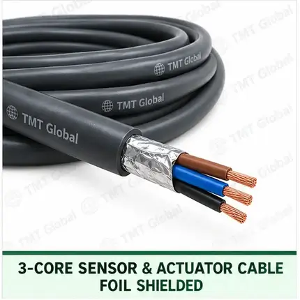 TMT Global 3 core foil shielded sensor and actuator cable, with 3 visible conductors.