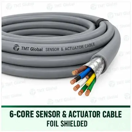 TMT Global 6 core foil shielded sensor and actuator cable, with 6 visible conductors.