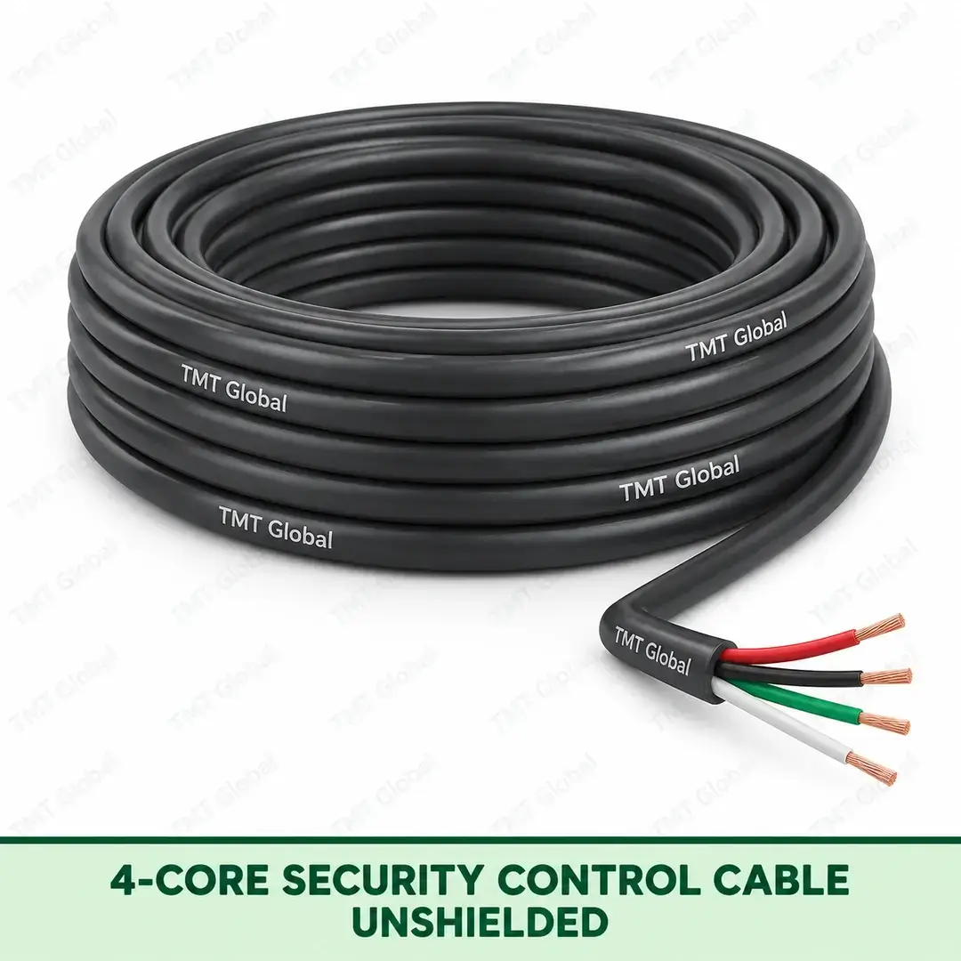 TMT Global 4 core security control cable, showing 4 copper conductors; unshielded. TMT Global 4 core security control cable, showing 4 copper conductors; unshielded.