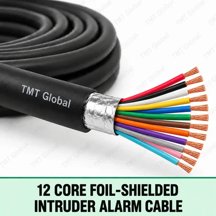 TMT Global 12-core foil-shielded intruder alarm cable with 12 visible copper conductors.