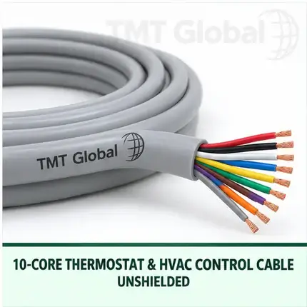 TMT Global 10 core unshielded thermostat and HVAC control cable, with 10 insulated copper conductors.